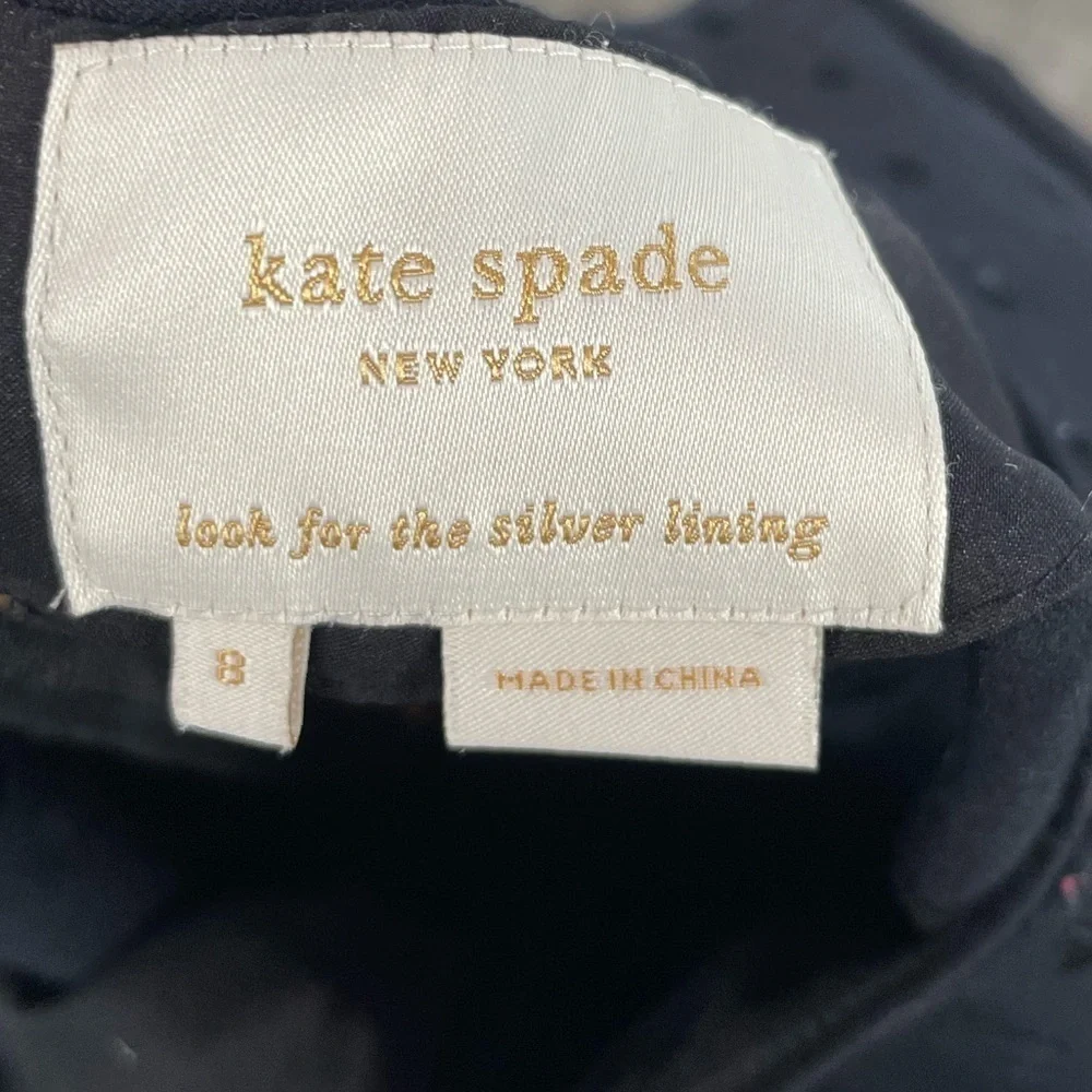 Kate‎ Spade Magdalena Velvet Dot Bow Tie Sheath Dress in Black Size 8